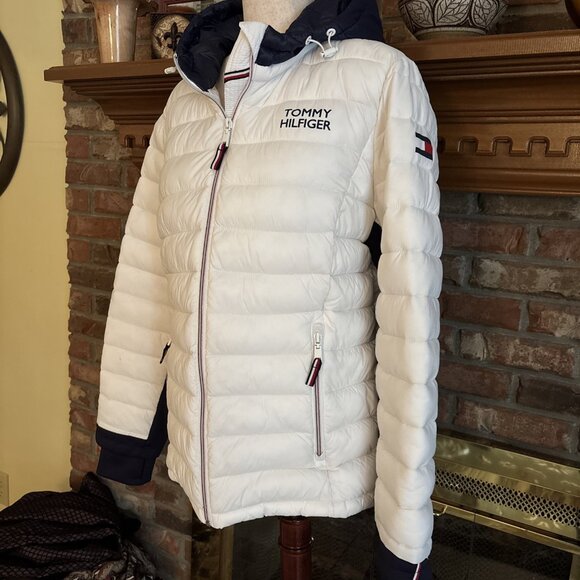 Tommy Hilfiger Ladies White Nylon Puffer Jacket Packable Size XL - Picture 2 of 8